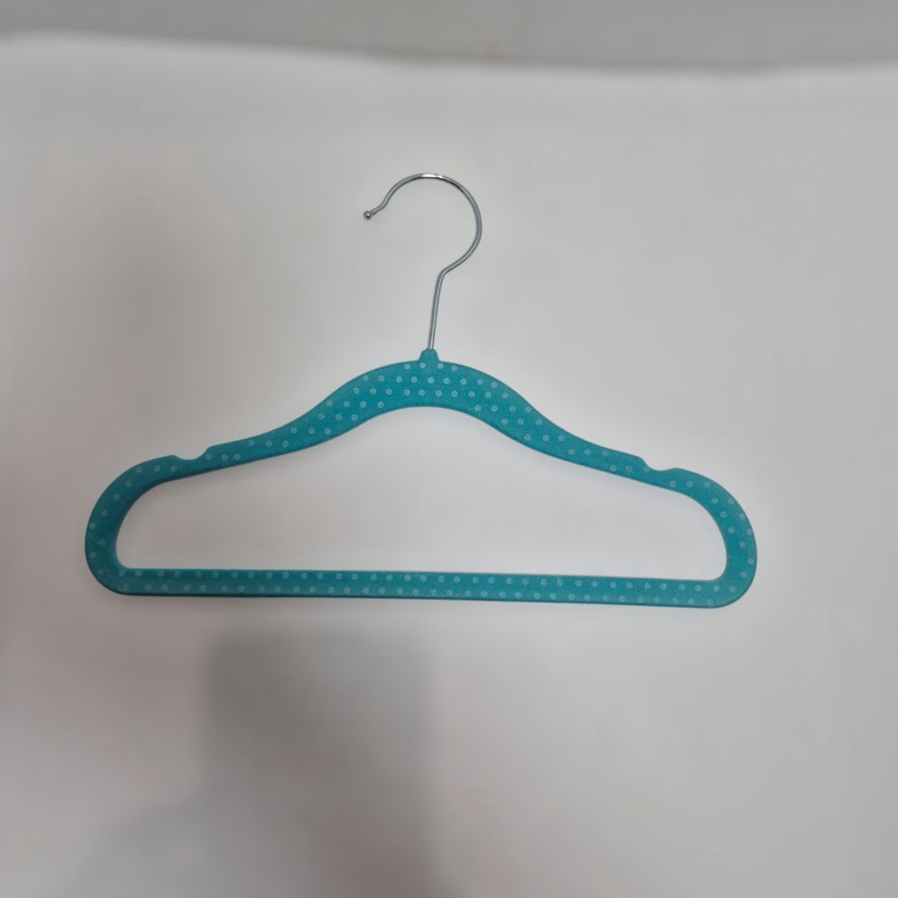 Infant Toddler Velvet Hangers Non Slip Slim‎ Polka Dot Teal Gray 13” Lot - Picture 4 of 5